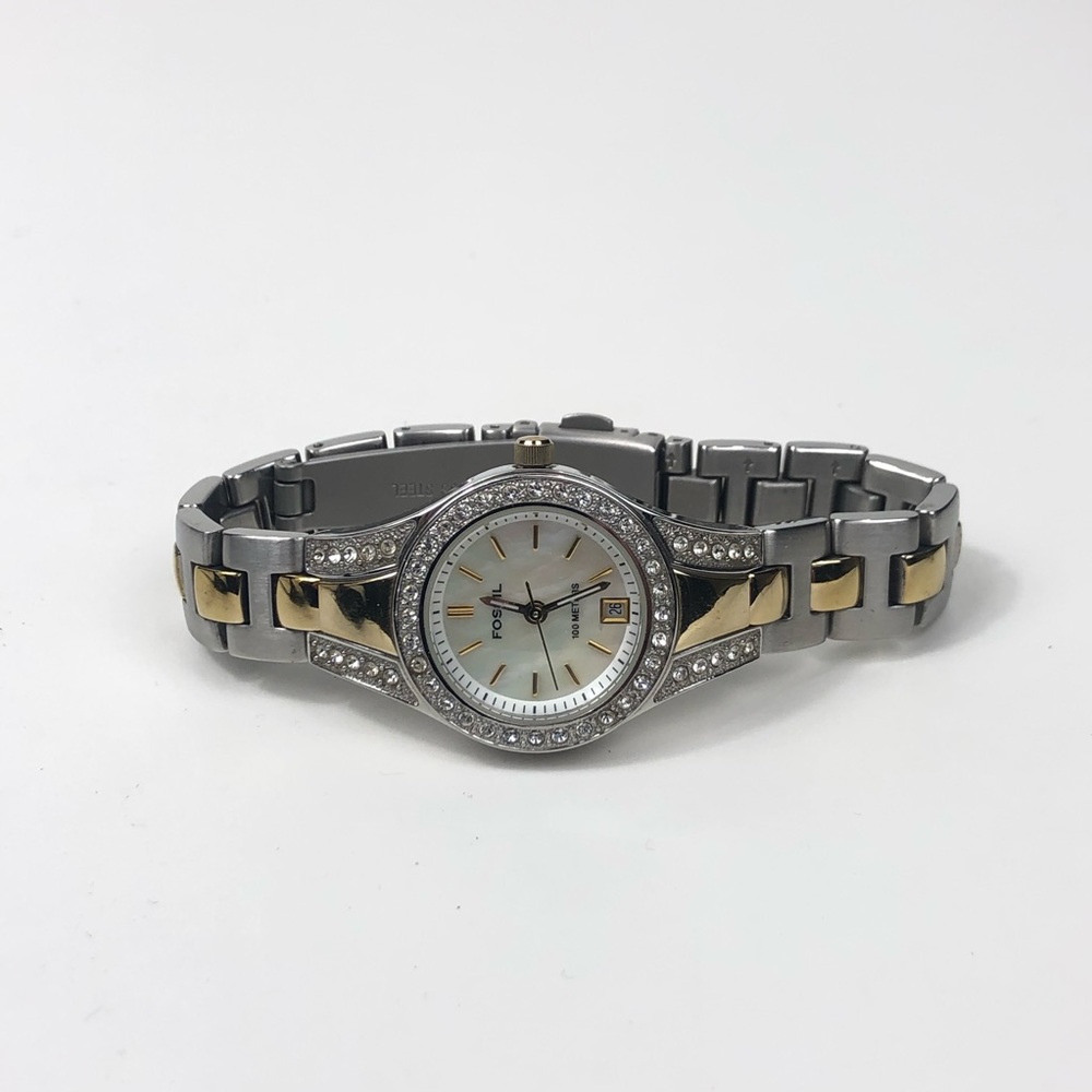 Gold and silver stainless steel watch